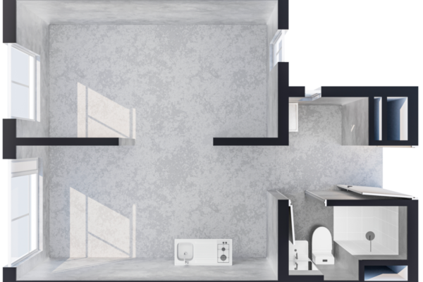 PLANTA APTO 37.5 m2 sin acabados